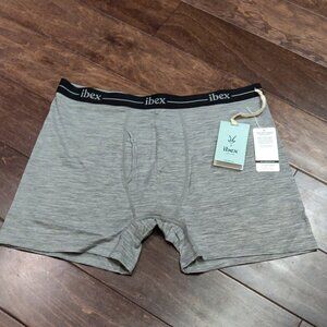 ibex Men's Natural Boxer Brief Merino Wool Silver Melange XL